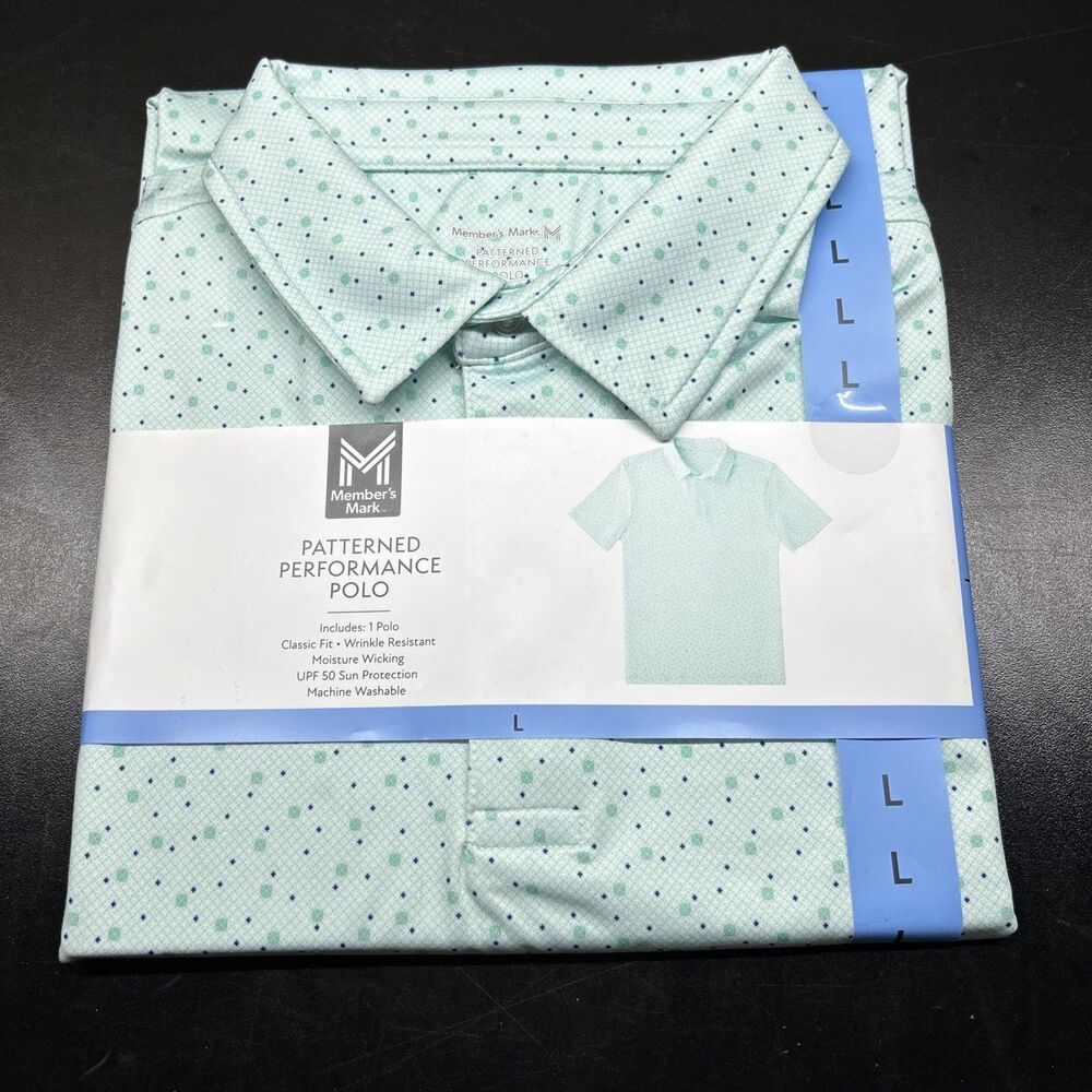 Member's Mark Men's Soft Moisture Wicking Performance Polo Large Green